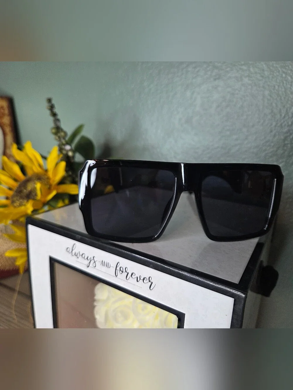 Gold-Accented Black Designer Sunglasses